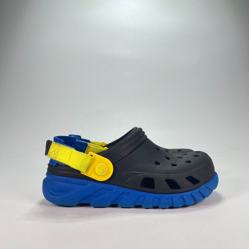 Crocs Duet Max II Black Blue Bolt Lightweight Comfort Slip On Clogs Youth Size 2